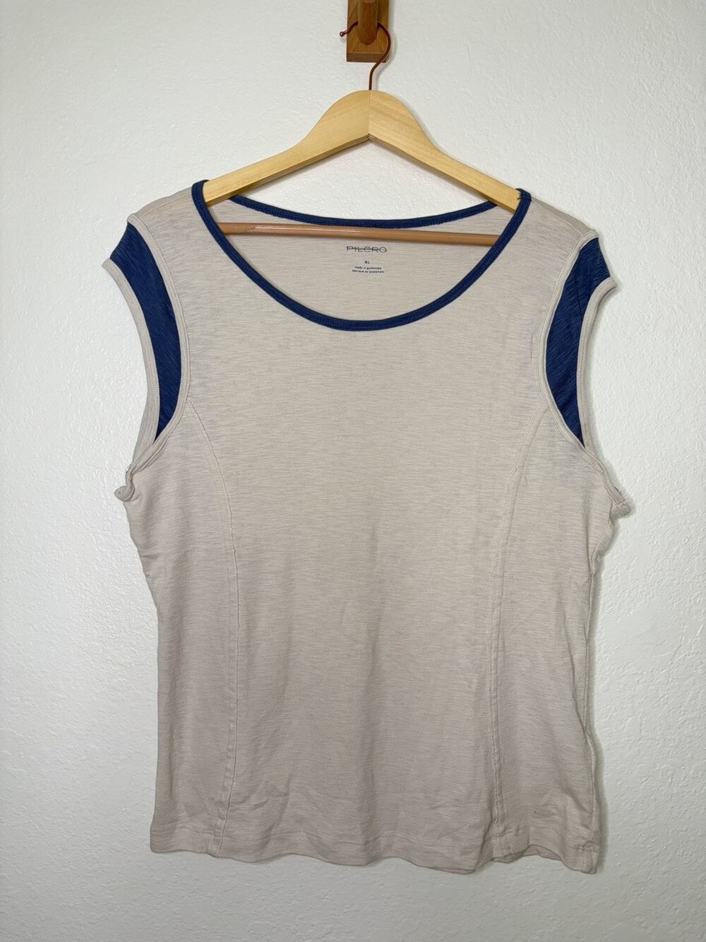 Anthropologie Pilcro Seamed Muscle Tank Size XL Cream Blue